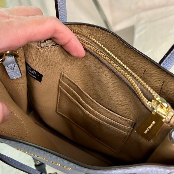 Michael Kors Blue Pebbled Leather Satchel with Gold Accents - Picture 8 of 15